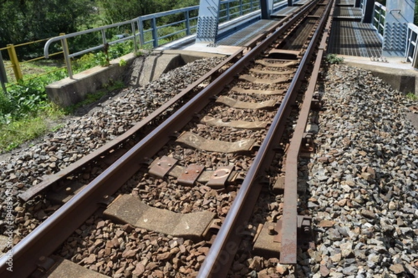 Fototapeta 鉄橋付近の線路