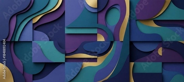 Obraz Modern abstract geometric layered paper cut pattern background