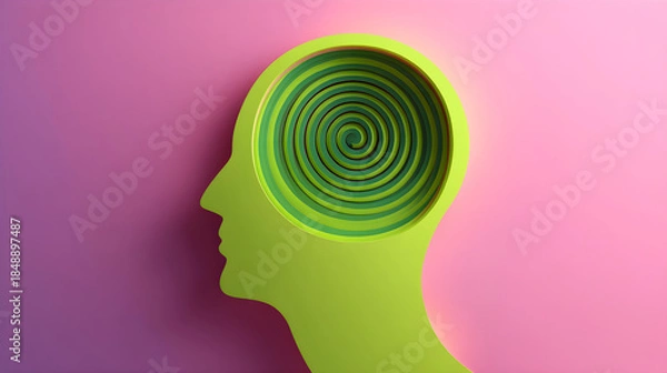Fototapeta Human head profile visualizing a swirling mind and thinking concept