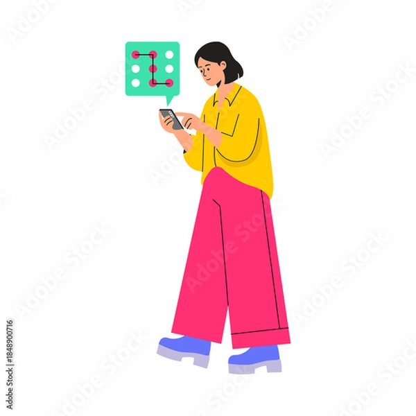 Fototapeta Typing Pin code PNG image on Transparent Background.