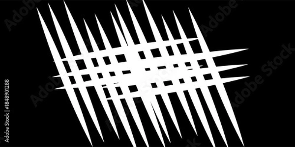 Fototapeta White shredded paper scraps, strips isolated on black background with clipping path, top view