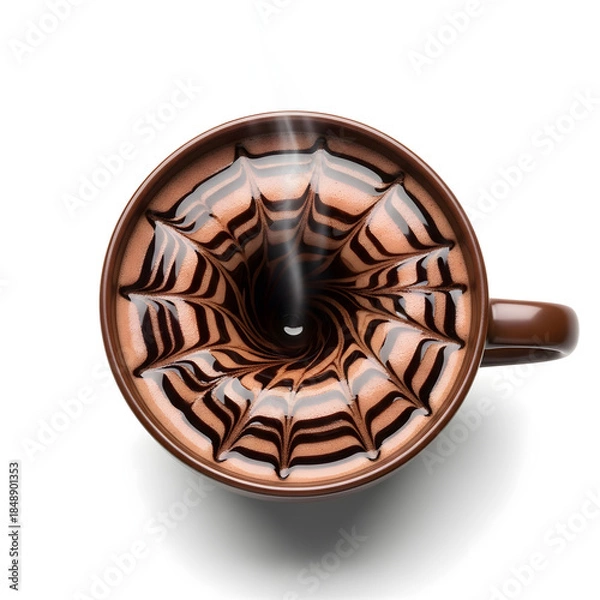Obraz Steaming coffee in mug with swirl design