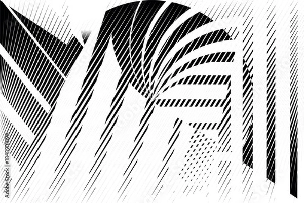 Obraz op art modern background, creative dynamic halftone lines pattern, vector texture