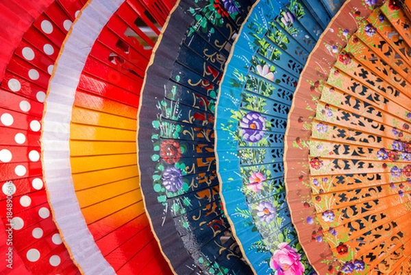 Obraz Colorful background of spanish fans in Andalusia, Spain