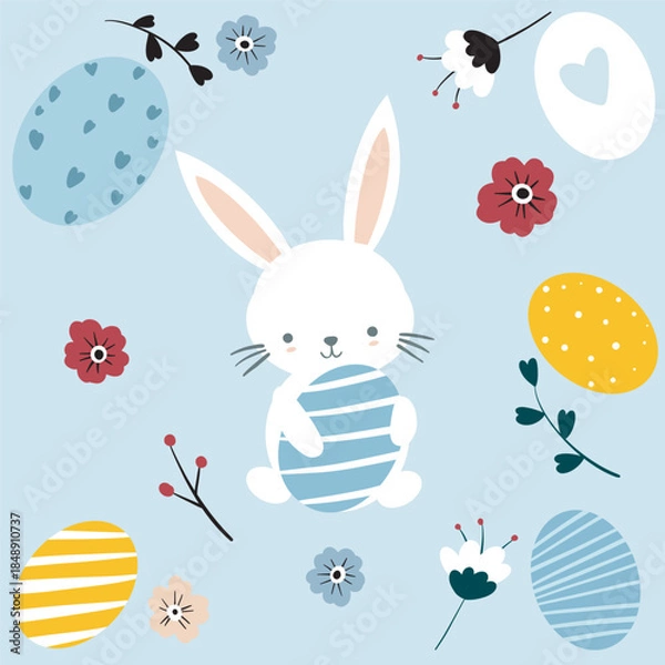 Fototapeta easter bunny and eggs