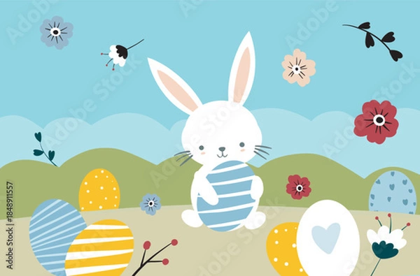 Obraz easter bunny with easter eggs