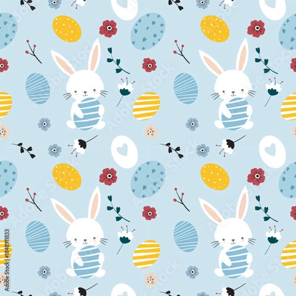 Fototapeta seamless pattern with easter rabbits