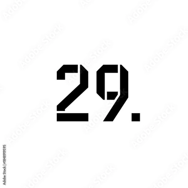 Obraz Detached segment number twenty nine silhouette vector illustration
