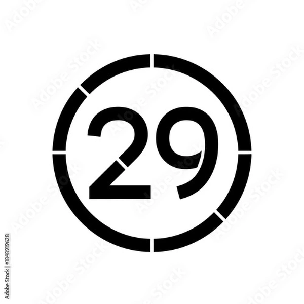 Obraz Circular time ring number twenty nine silhouette vector illustration