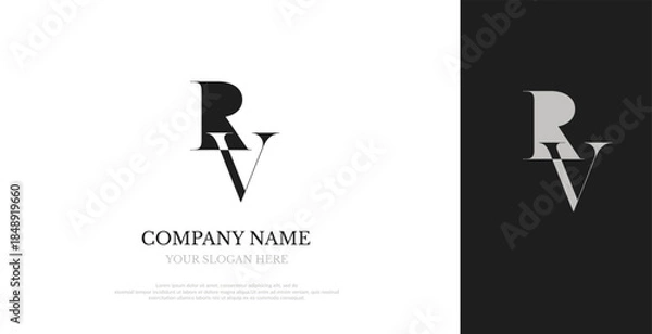 Obraz Initial RV Logo Design Elegant