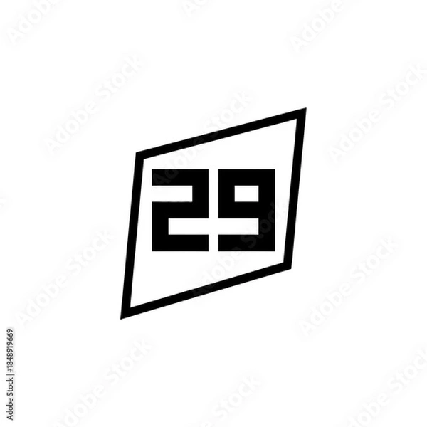Obraz Asymmetrical honor badge number twenty nine silhouette vector illustration