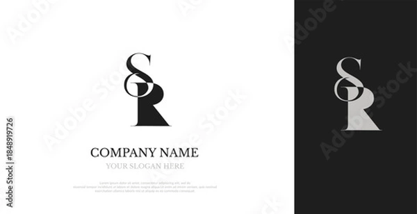 Fototapeta Initial SR Logo Design Elegant