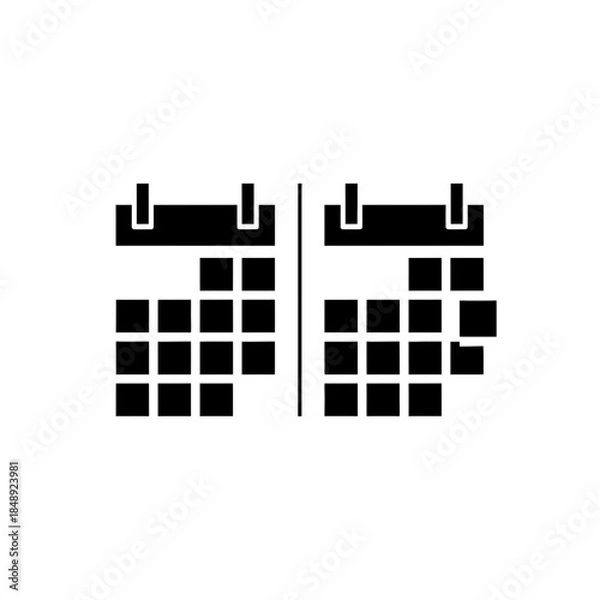 Obraz Split axis calendar leap variation silhouette vector illustration