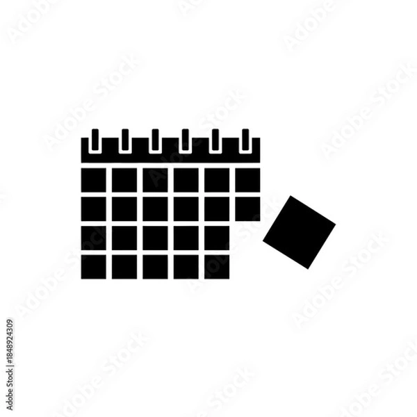 Obraz Asymmetrical calendar block layout silhouette vector illustration