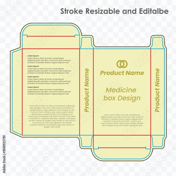 Obraz Medicine Box Vector , die line design, box design, vector box template
