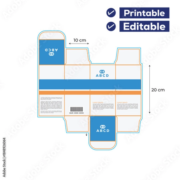 Obraz Medicine Box Vector , die line design, box design, vector box template