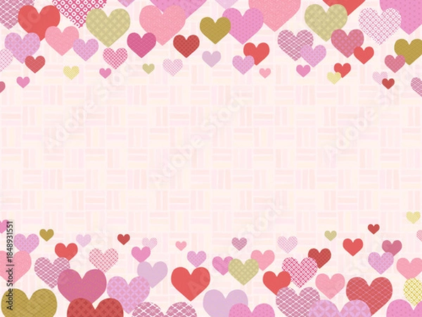 Obraz ハートの背景⑨和柄_上下_ピンク算木くずし