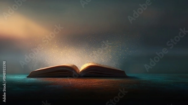 Obraz Magic book glowing with mystical light
