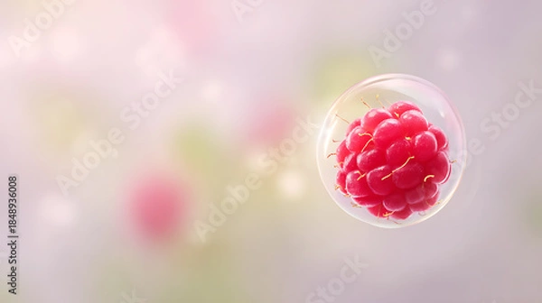 Fototapeta raspberry in  bubbles