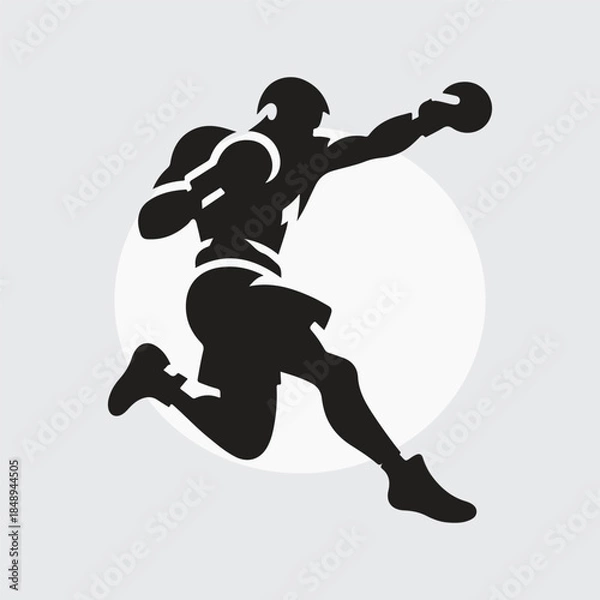 Obraz Black Silhouette boxer punching