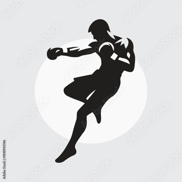 Obraz Black Silhouette boxer punching