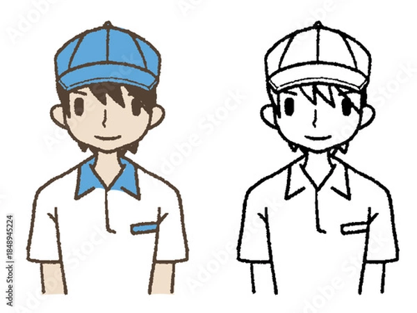 Obraz 手描きの作業員正面