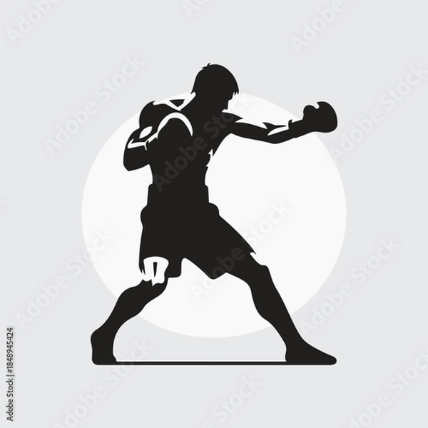 Obraz Black Silhouette boxer punching