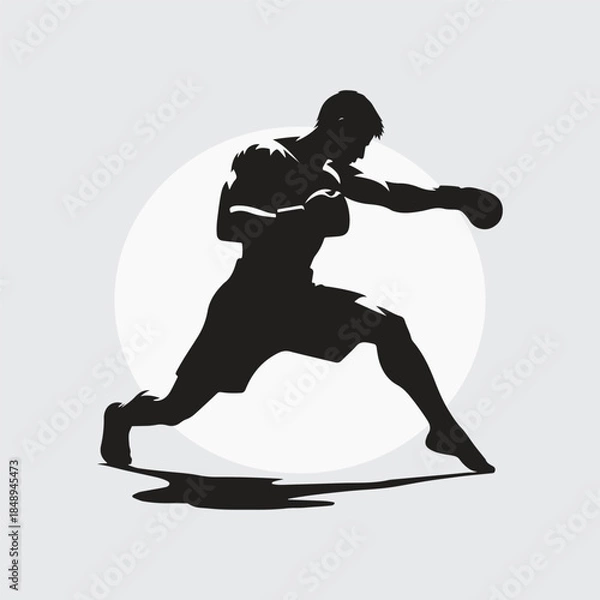 Obraz Black Silhouette boxer punching