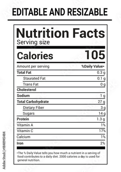 Obraz Nutrition Facts, Nutrition Facts Label, Supplement facts, Nutrition List, Vitamin Facts, Supplement list, Nutrition Template, Supplement Template 