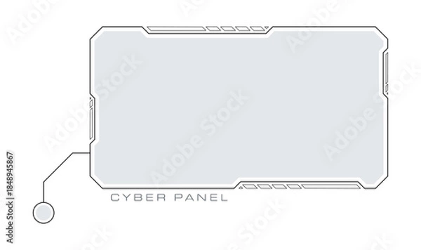 Obraz Minimal Futuristic Cyber Panel HUD Interface on White Background.  Sci-Fi Cyber Panel UI Frame.