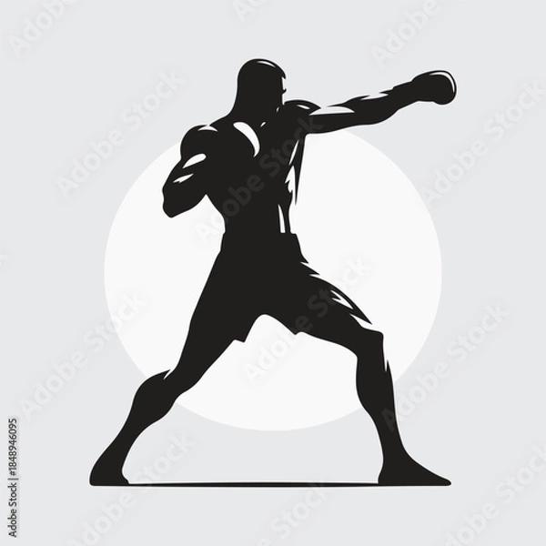 Obraz Black Silhouette boxer punching