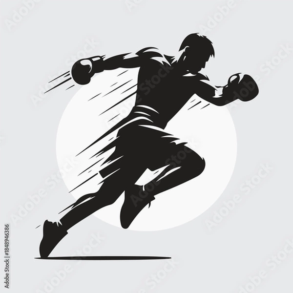 Obraz Black Silhouette boxer punching