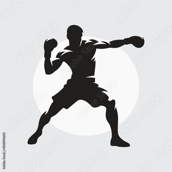 Obraz Black Silhouette boxer punching