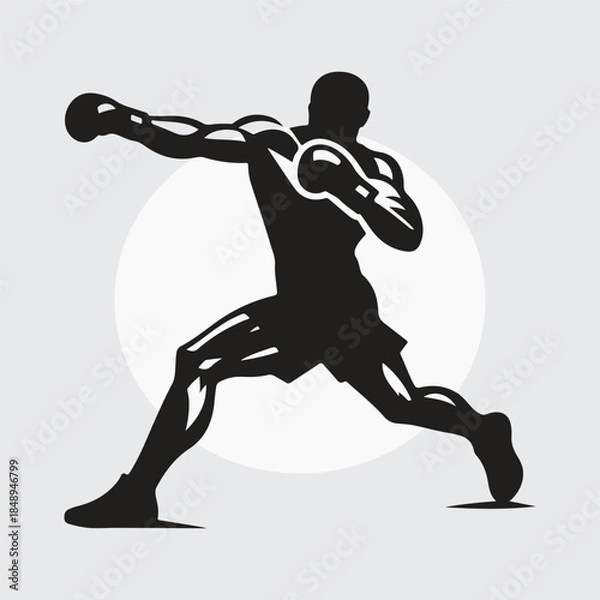 Obraz Black Silhouette boxer punching