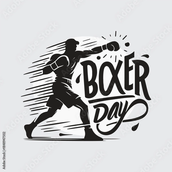 Obraz Black Silhouette boxer punching