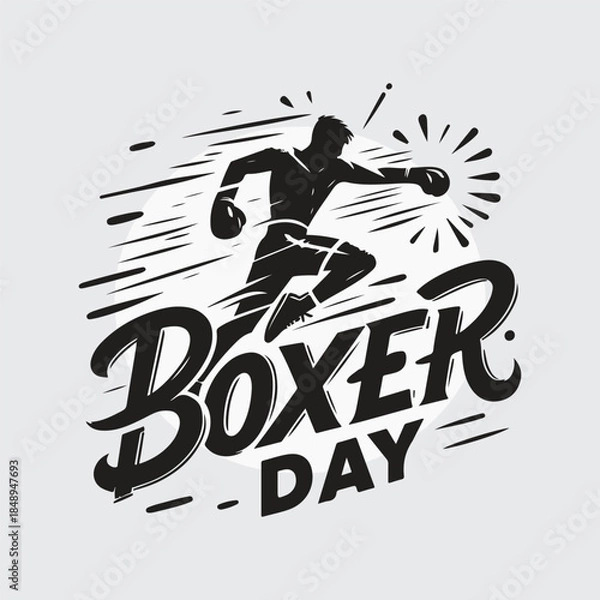 Obraz Black Silhouette boxer punching