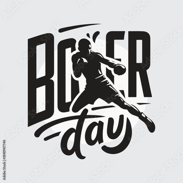 Obraz Black Silhouette boxer punching