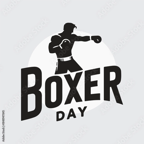 Obraz Black Silhouette boxer punching