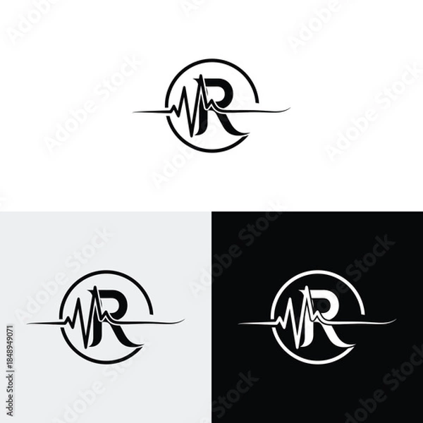 Fototapeta r initial monogram vector icon illustration