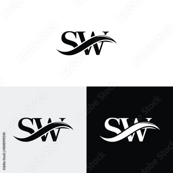 Fototapeta s w initial monogram vector icon illustration