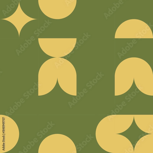 Obraz Geometric Circle & Square Seamless Pattern vector