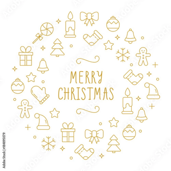 Obraz Vector background with different christmas and new year celebration elements.