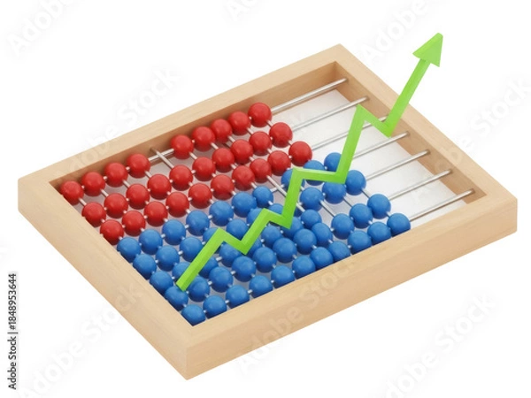 Fototapeta Isolated math learning tool features abacus and growing green line graph, symbolizing growth