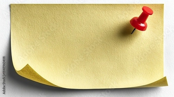 Obraz Red Push Pin on Yellow Sticky Note.