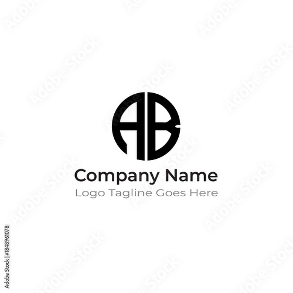 Obraz Circular AB Monogram Logo With Minimal Black Style