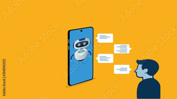 Obraz Customer support..Chat bot AI and customer service concept.Chat bot virtual assistant via messaging. Helping 