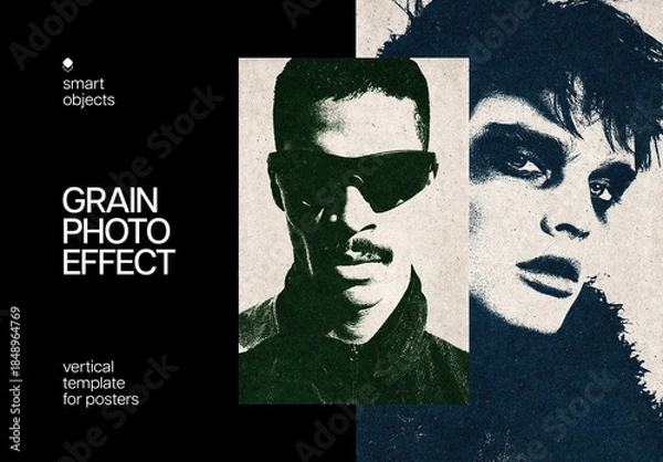 Obraz Retro Grain Poster Photo Effect Mockup