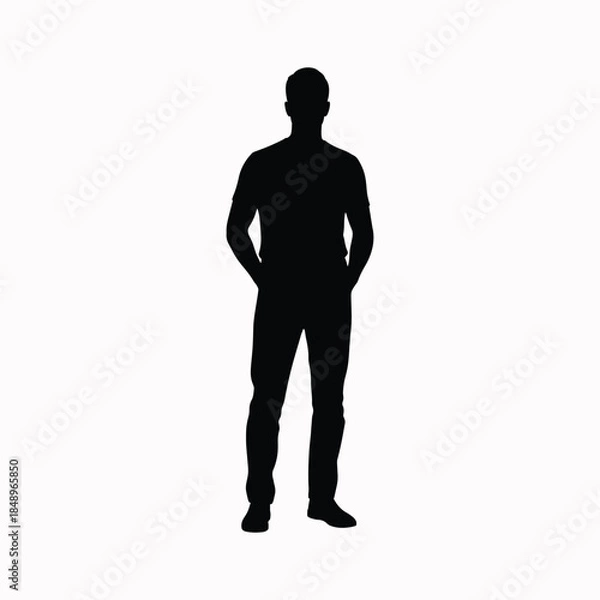 Obraz Man silhouette standing casually with hands in pockets