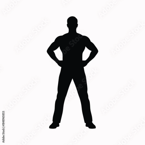 Obraz Man silhouette standing confidently with strong posture