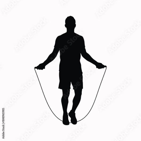 Obraz Person silhouette skipping rope in cardio exercise